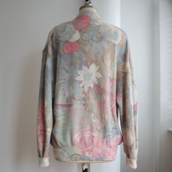 1980's Artistic Floral Angora Knit Sweater - Picture 3 of 6